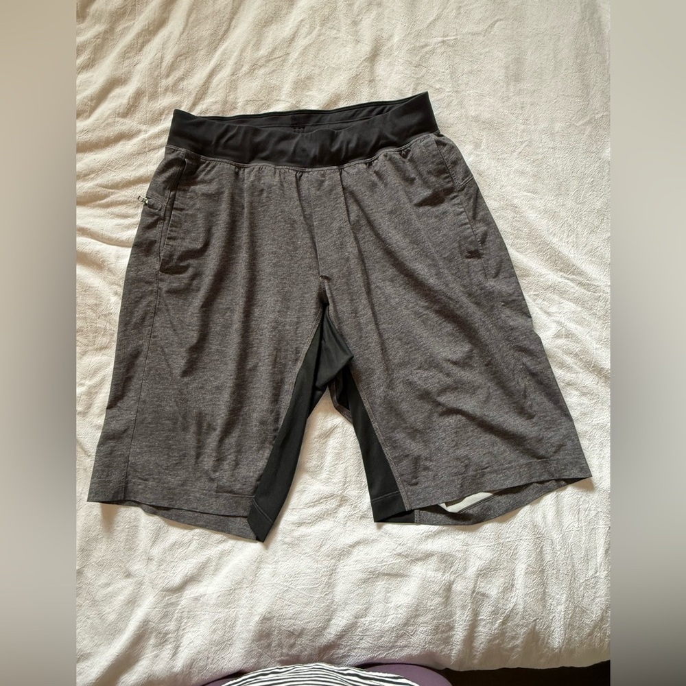 lululemon athletica Gray Athletic Shorts with Black Waistband